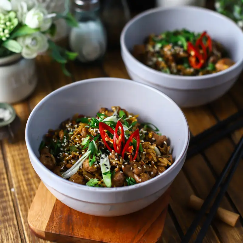 Жареный рис с курицей терияки — курс «Эффективная кулинария»