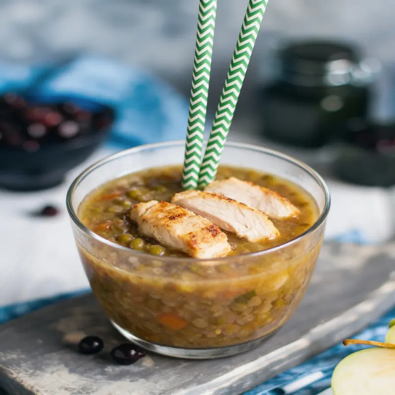 Овощной суп с чечевицей и запечённым куриным филе — курс «Фитнес-курс»