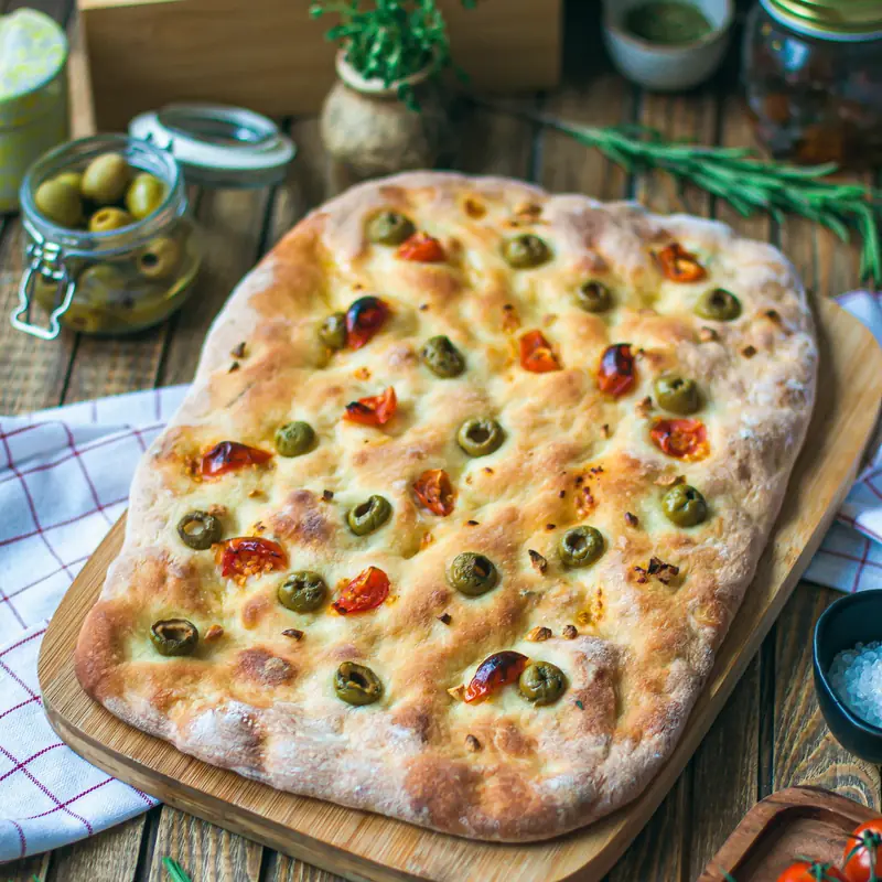 Неаполитанская фокачча с чесноком и оливками — курс «Итальянская кухня»