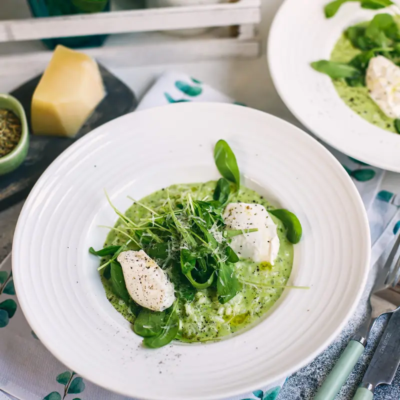 Зелёное ризотто с копчёным сыром и фенхелем — курс «Вегетарианская кухня»